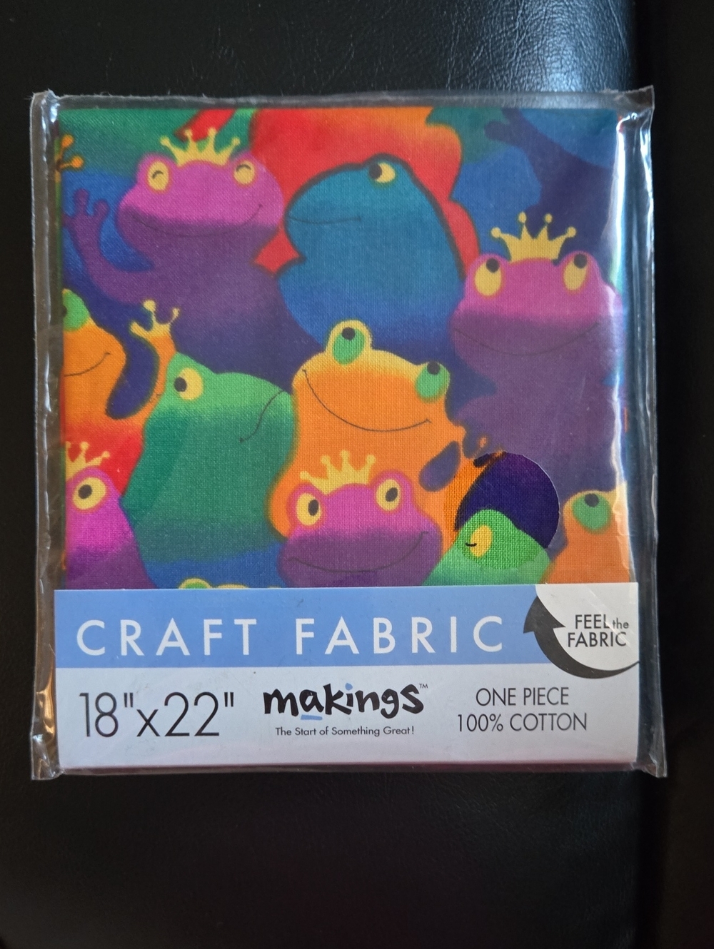 Craft Fabric - Multi Frog Print 18"x23" NIB